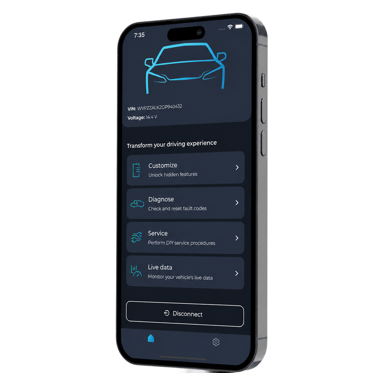 Carista app on phone